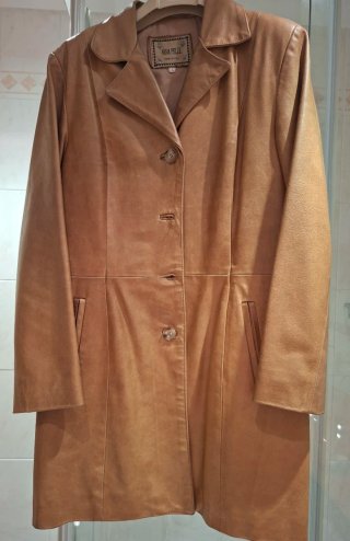 Abrigo de Piel Vera Pelle Camel Talla L