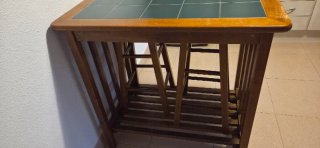 Mesa Alta de Cocina de Madera y Cerámica