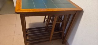 Mesa Alta de Cocina de Madera y Cerámica