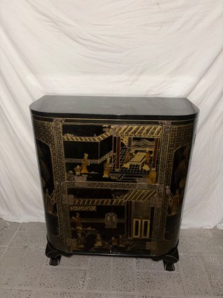 Mobile bar cinese laccato nero