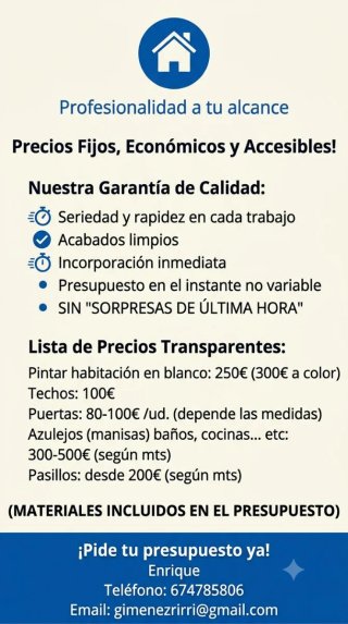 Servicios de Pintura Profesional (PRECIOS LOWSOST)