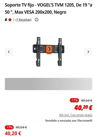 Soporte TV Vogels Fijo 19-50 30kg