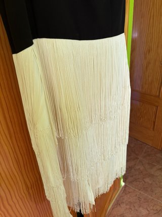 Vestido de fiesta cayro bicolor con flecos