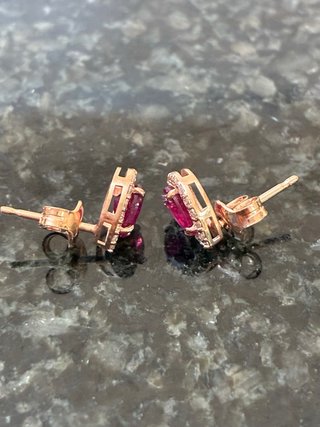 Pendientes Oro 14k Rubí y Diamantes Naturales