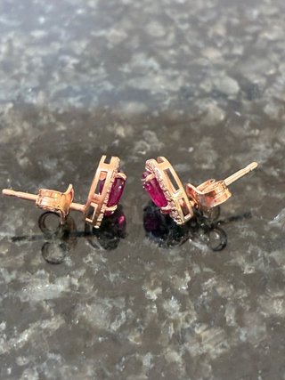 Pendientes Oro 14k Rubí y Diamantes Naturales