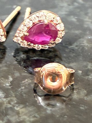 Pendientes Oro 14k Rubí y Diamantes Naturales
