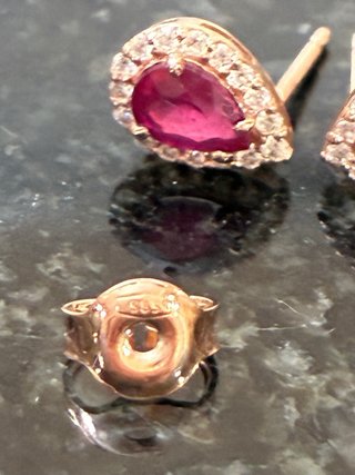 Pendientes Oro 14k Rubí y Diamantes Naturales
