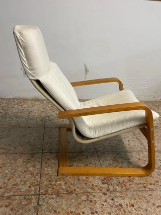 Butaca Ikea madera y tela cruda