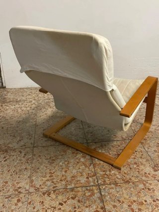 Butaca Ikea madera y tela cruda