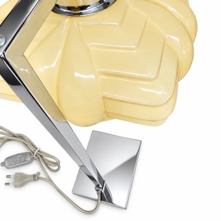 Candeeiro de Mesa Arte Deco Vidro Metal