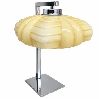 Candeeiro de Mesa Arte Deco Vidro Metal