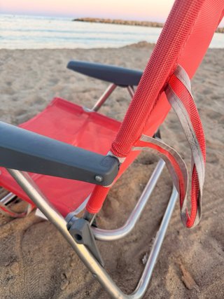 Silla de playa plegable roja