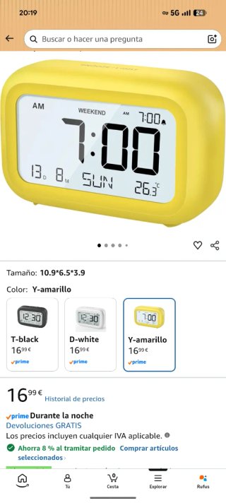 Reloj Despertador Digital Amarillo (2 unidades)