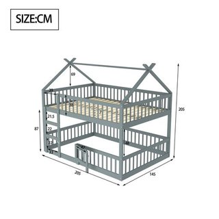 Litera Infantil Madera Maciza Gris 140x200