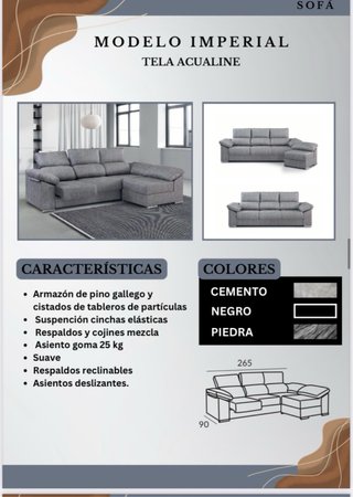 Sofá Chaiselongue Beige Tela