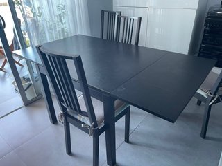 Mesa comedor extensible + 4 sillas madera
