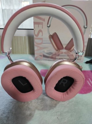 Auriculares Bluetooth Plegables Rosa y Blanco
