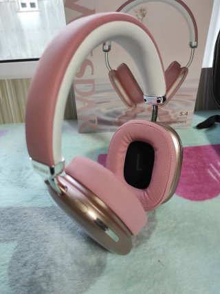 Auriculares Bluetooth Plegables Rosa y Blanco