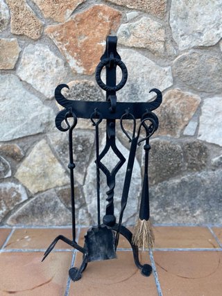 Conjunto accesorios chimenea hierro forjado rústic