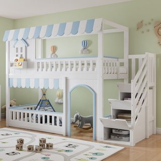 Litera Infantil 90x200 con Escalera y Almacenaje