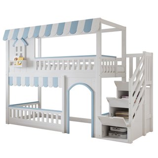 Litera Infantil 90x200 con Escalera y Almacenaje