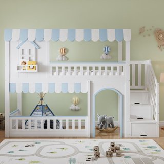 Litera Infantil 90x200 con Escalera y Almacenaje