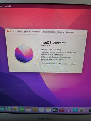 MacBook Air i7 128GB 8GB RAM Plata