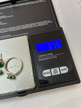 Conjunto Anillo y Pendientes Plata Esmeraldas 5.70