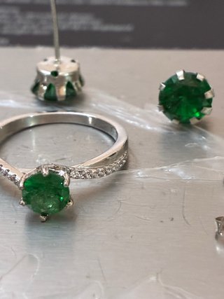 Conjunto Anillo y Pendientes Plata Esmeraldas 5.70