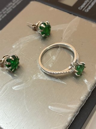 Conjunto Anillo y Pendientes Plata Esmeraldas 5.70