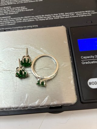 Conjunto Anillo y Pendientes Plata Esmeraldas 5.70