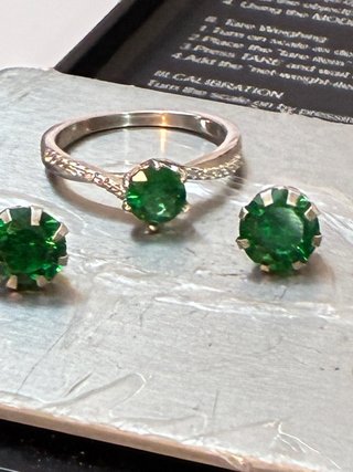 Conjunto Anillo y Pendientes Plata Esmeraldas 5.70