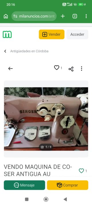 Máquina de coser Singer antigua años 50