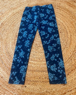 Leggings Niña Azul Marino Flores 8A