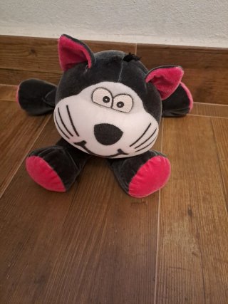 Peluche de Gato Negro y Rosa
