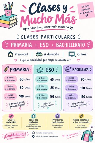 Clases particulares (primaria, E.S.O, bachilerato)