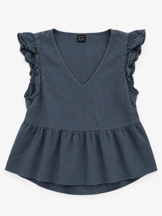 Camiseta Shein Azul con Volantes Talla S