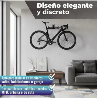 Soporte Pared Bicicleta Horizontal Negro
