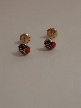 Pendientes Mariquita Oro 18K Bebé