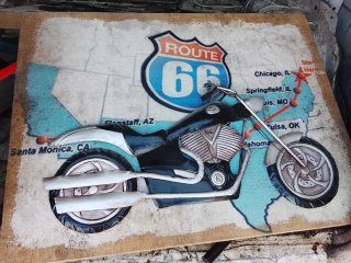 Cuadro Decorativo Ruta 66 y Moto