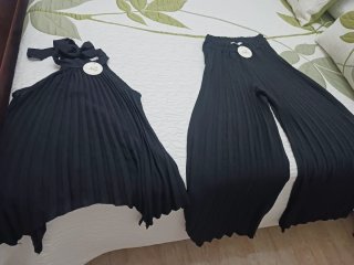 Conjunto negro plisado Kiny