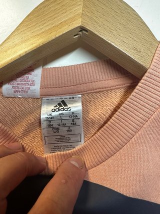 Sudadera Adidas 3 Stripes rosa salmón con logo S