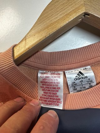 Sudadera Adidas 3 Stripes rosa salmón con logo S