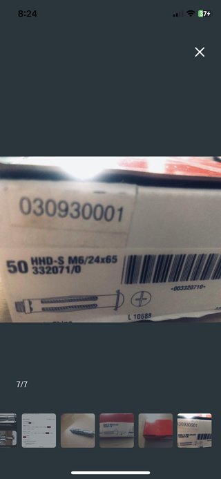Caja 50 Tacos pladur Anclaje  Hilti HHD-S M6/24x65