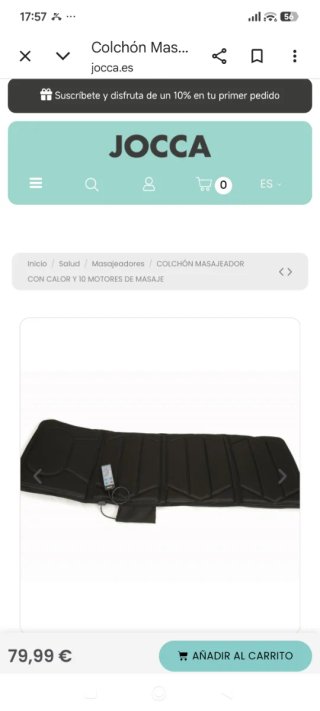 Colchón de masajeador con infrarrojos Jocca.
