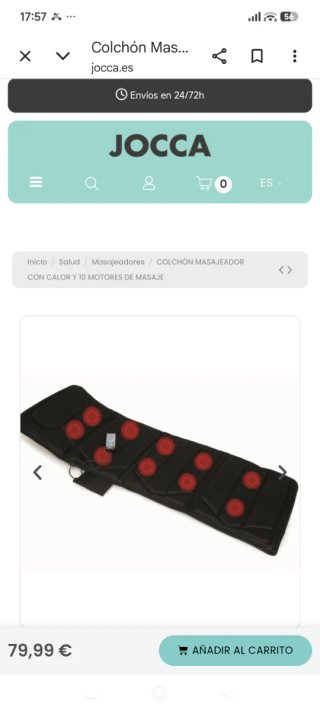 Colchón de masajeador con infrarrojos Jocca.