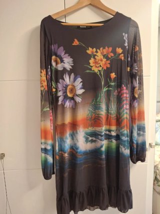Vestido Desigual estampado flores y mar