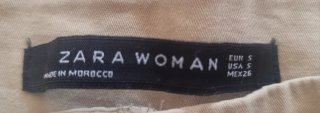 Pantalón Beige Zara Woman Tiro Alto con Cinturón
