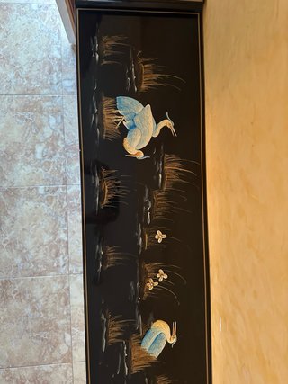 Mueble Taquillón Chino Lacado Negro Aves
