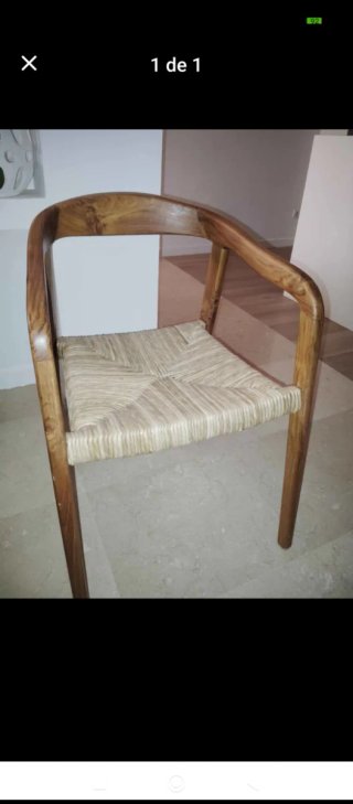 Set de 4 Sillas de Madera y rafia